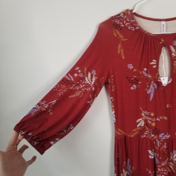 NWT Rachel Pally Lynwood Midi Dress Burgundy Garland Print Size M Stretchy - Picture 14 of 16